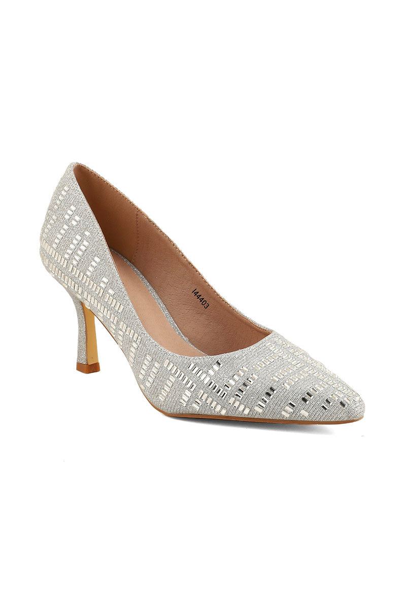 Party Wear Court Shoes I44403-Silver