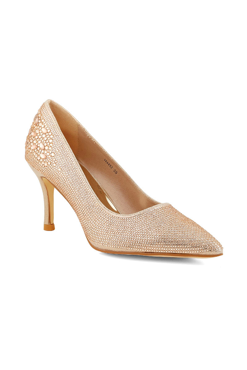 Party Wear Court Shoes I44452-Peach
