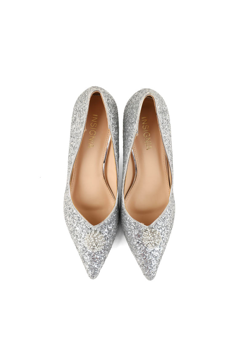 Party Wear Court Shoes I44453-Silver
