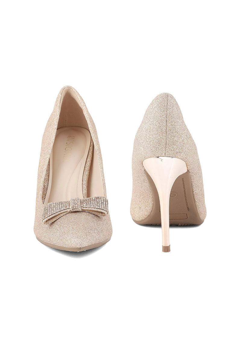 Party Wear Court Shoes I44454-Peach