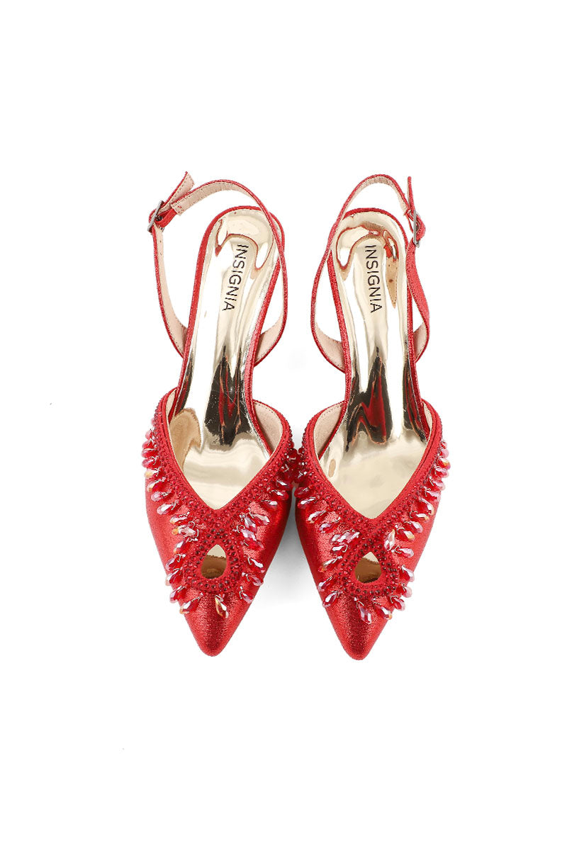 Party Wear Sling Back I47213-Red